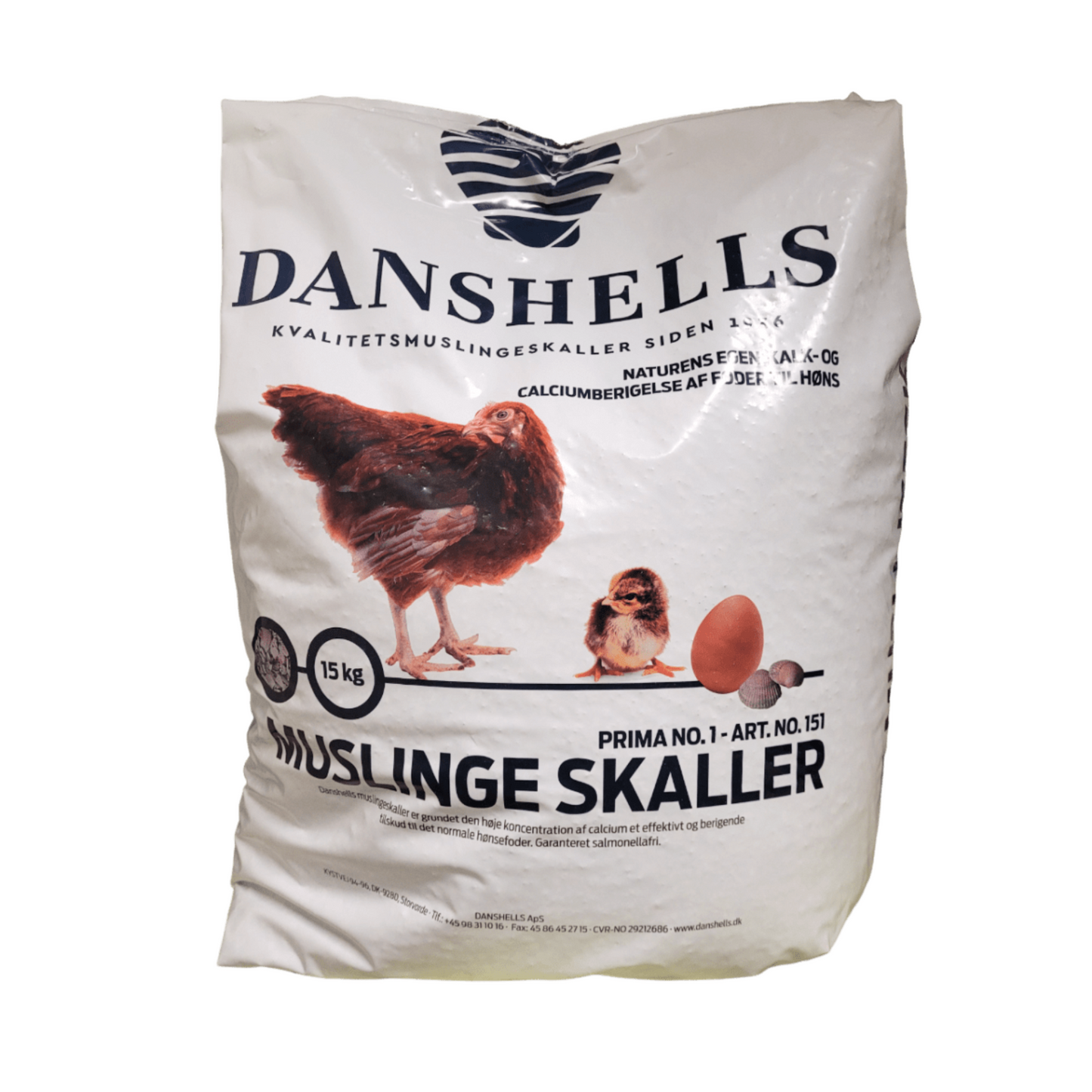 Skjellsand for høns 2,5–5 mm – 15 kg